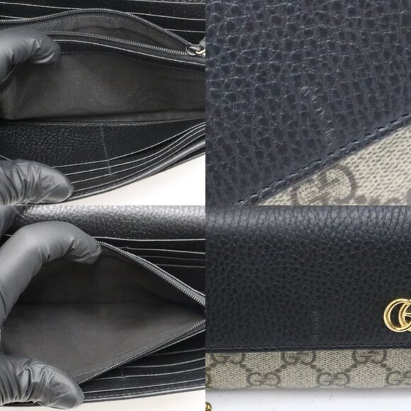 Gucci GG Marmont Bi Color Wallet on Chain Ebony Black Beige - Picture 15 of 15